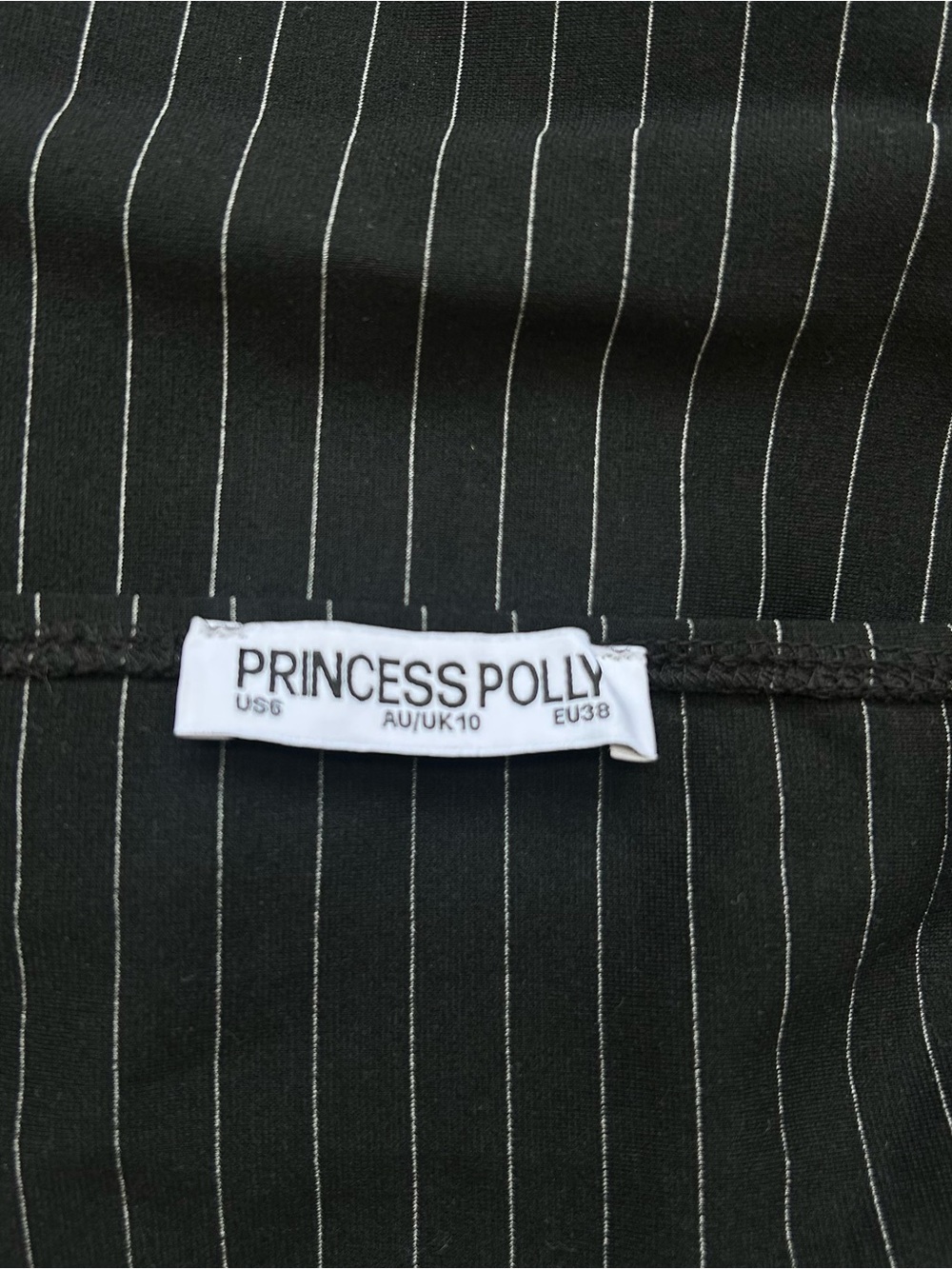 Princess Polly Black Pinstripe Deep V Halter Camisole - Picture 5 of 6